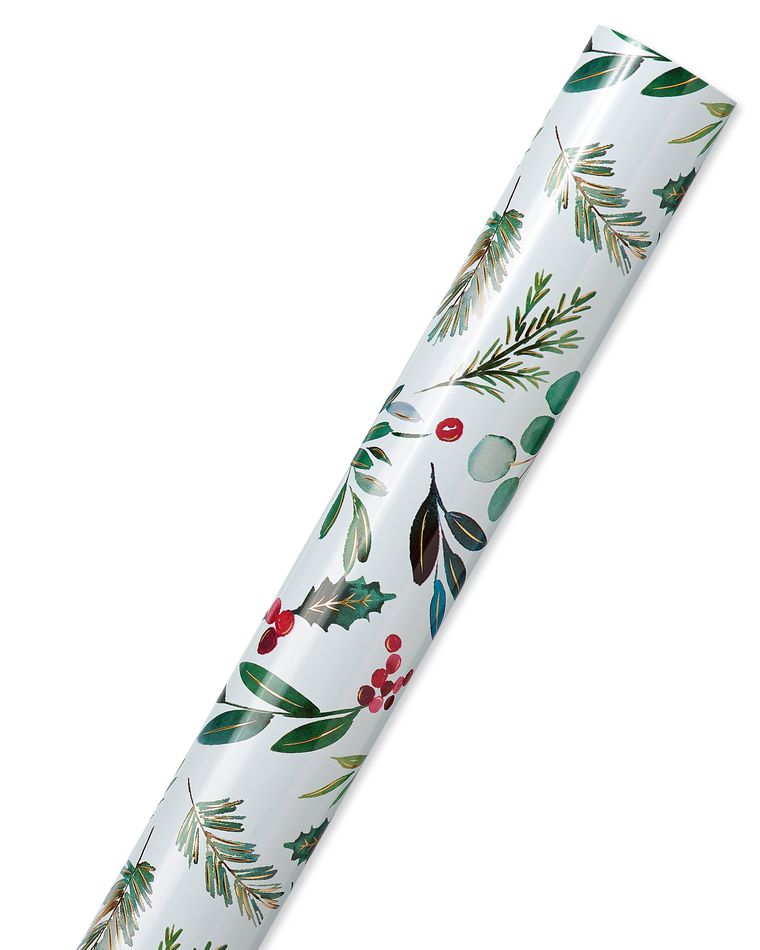 HOLIDAY JOYFUL TRADITIONS EUCALYPTUS TOSS WRAPPING PAPER 