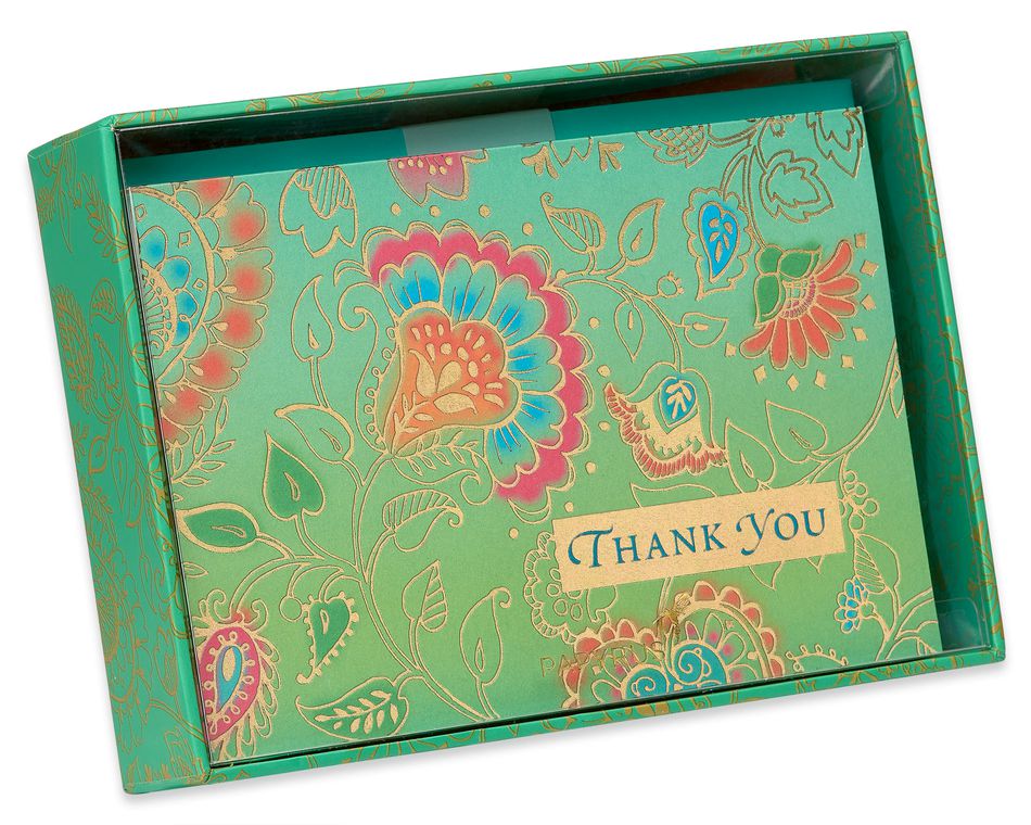 Bohemian Thank You Boxed Blank Note Cards and Envelopes, 12-Count