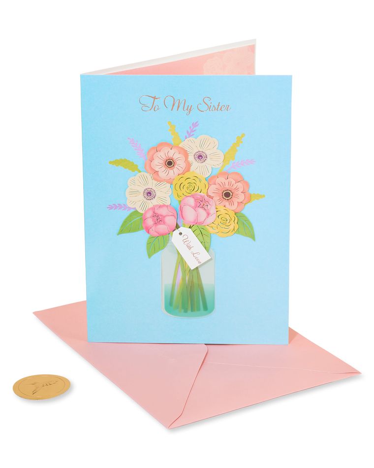Floral In Vase Birthday Greeting Card 