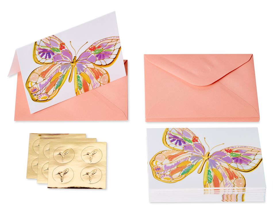 Bold Butterfly Blank Cards with Envelopes, 12-Count