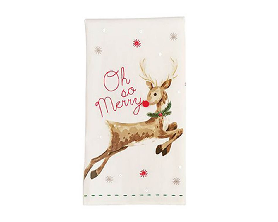 Mud Pie Holiday Reindeer Sequin Towel