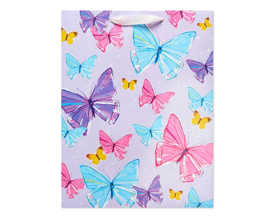 Medium Feminine Butterflies Glitter Gift Bag