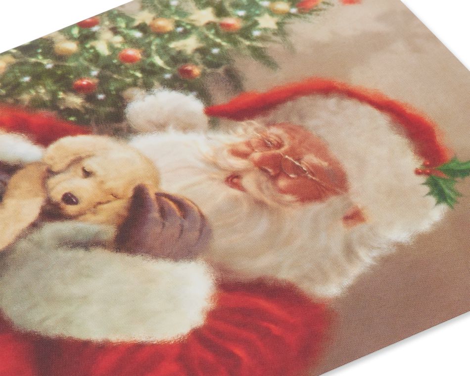 Santa Cuddling Puppy Christmas Boxed Cards, 14 Count
