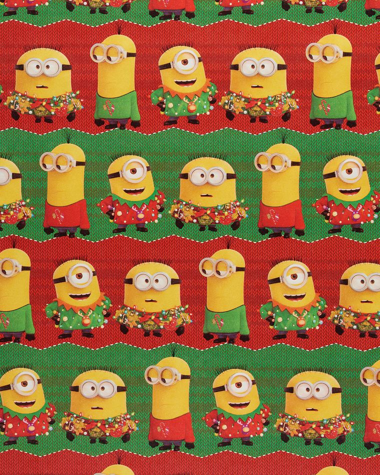 Minions Christmas Holiday Birthday Gift Wrapping Paper 40sq 