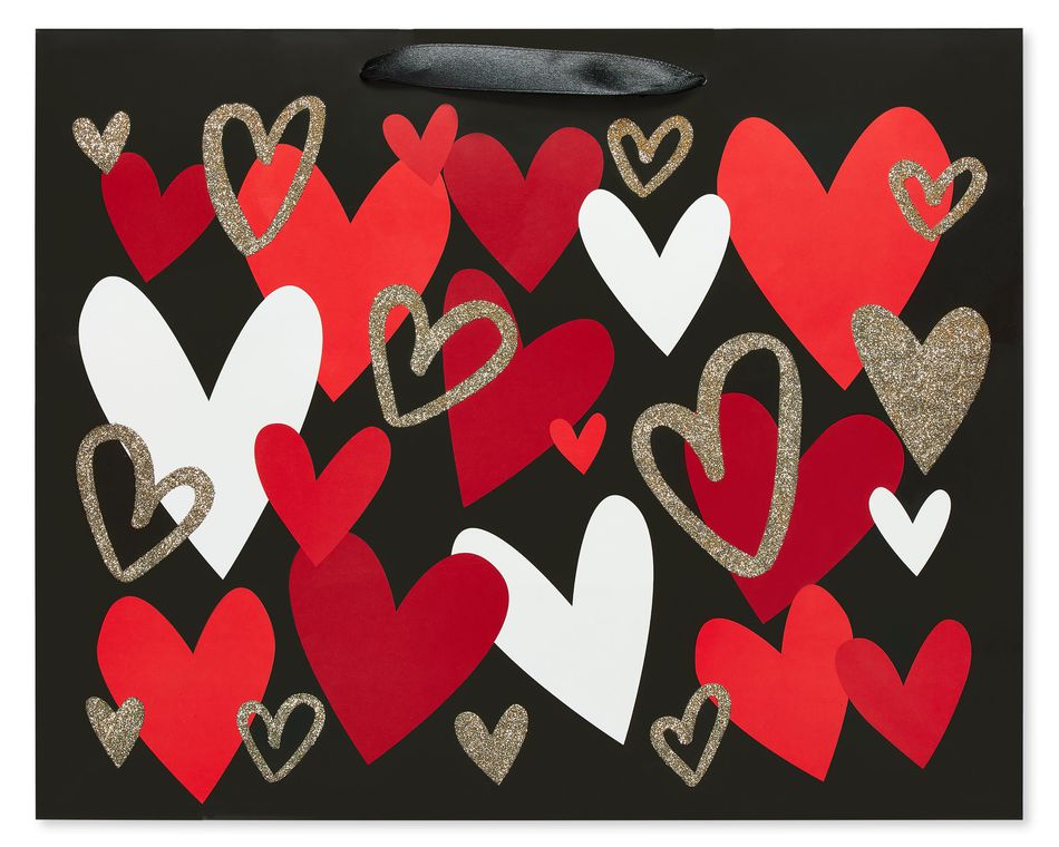 Medium Multicolored Hearts Gift Bag