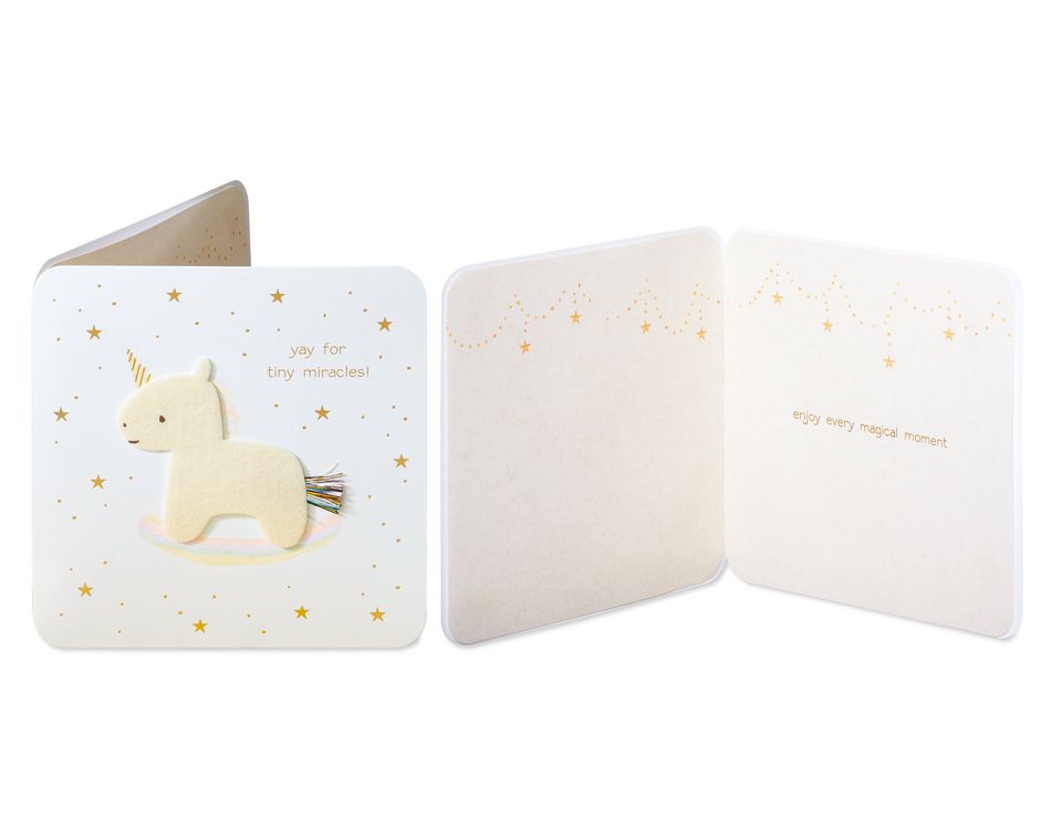Wood Block and Magic New Baby Cards, 2-Count