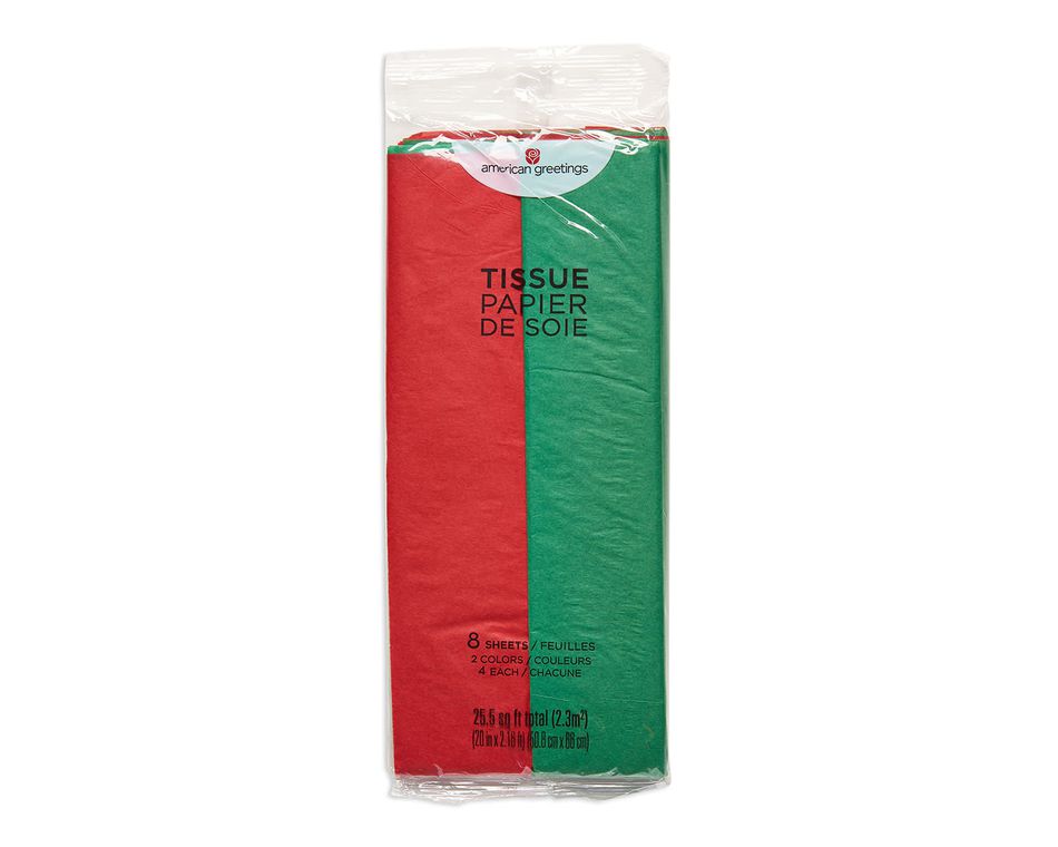 red and green tissue paper 8 sheets