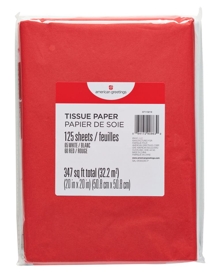 Red and White Tissue Paper, 125-Sheets