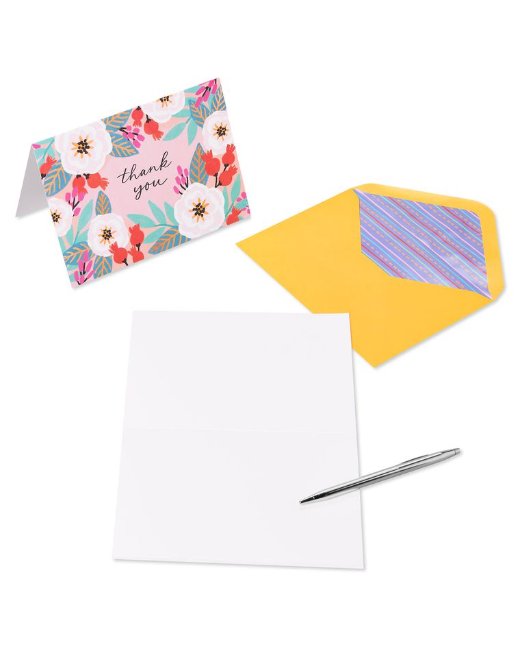 Vibrant Florals Thank You Boxed Blank Note Cards with Envelopes, 20-Count