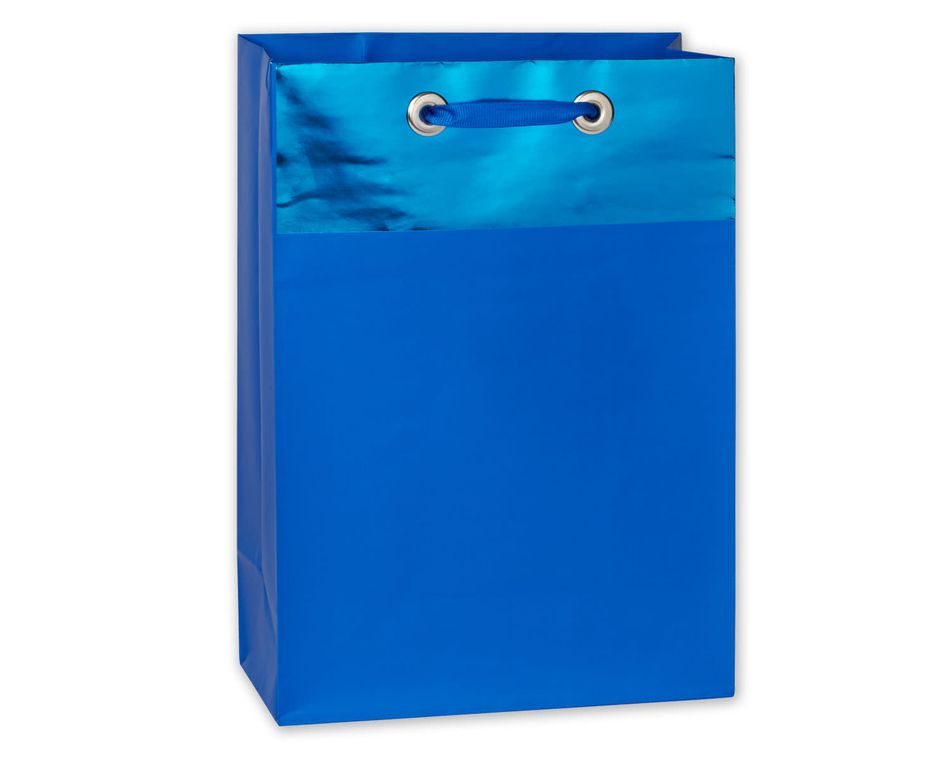 medium blue metallic gift bag