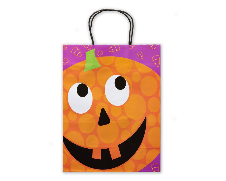 Medium Halloween Gift Bag, Smiling Pumpkin