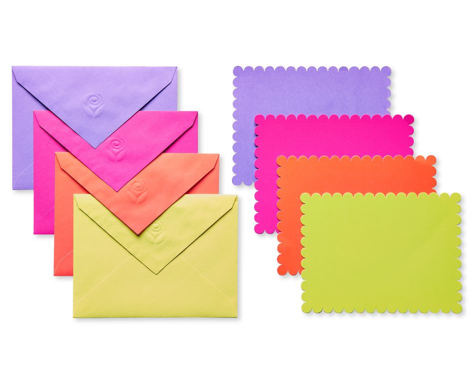 Vibrant Blank Flat Panel Note Cards and Colored Envelopes, 40-Count