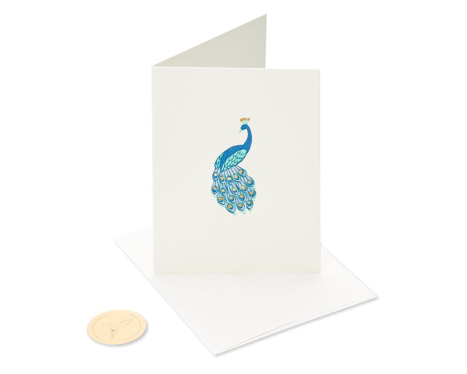 Peacock Thinking of You Blank Greeting Card 