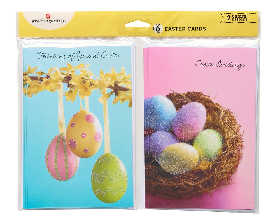 blue and pink easter egg cards, 6-count