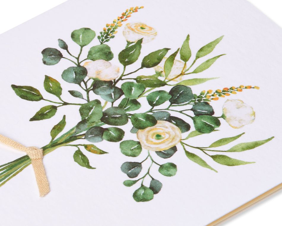 White Flowers Wedding Greeting Card 
