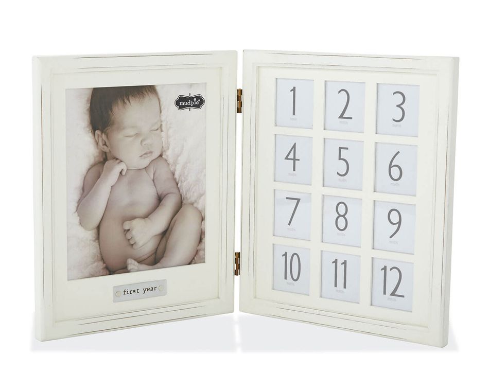 Mud Pie Baby's First Year Hinged Double Picture Frame