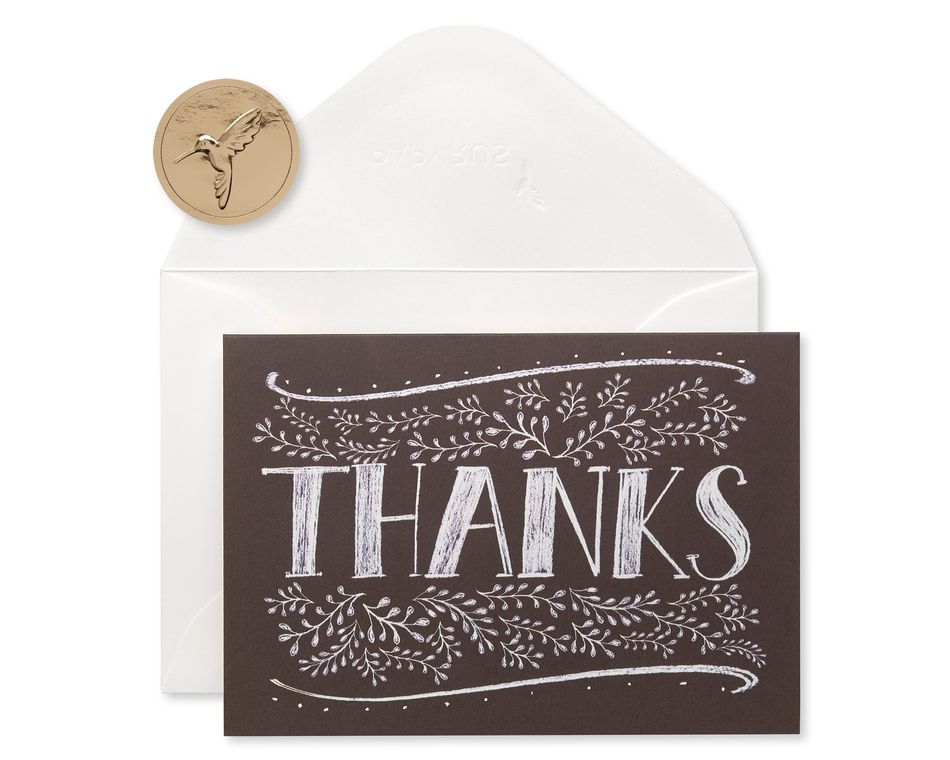 Floral Chalkboard Thank You Boxed Blank Note Cards with Envelopes, 14-Count