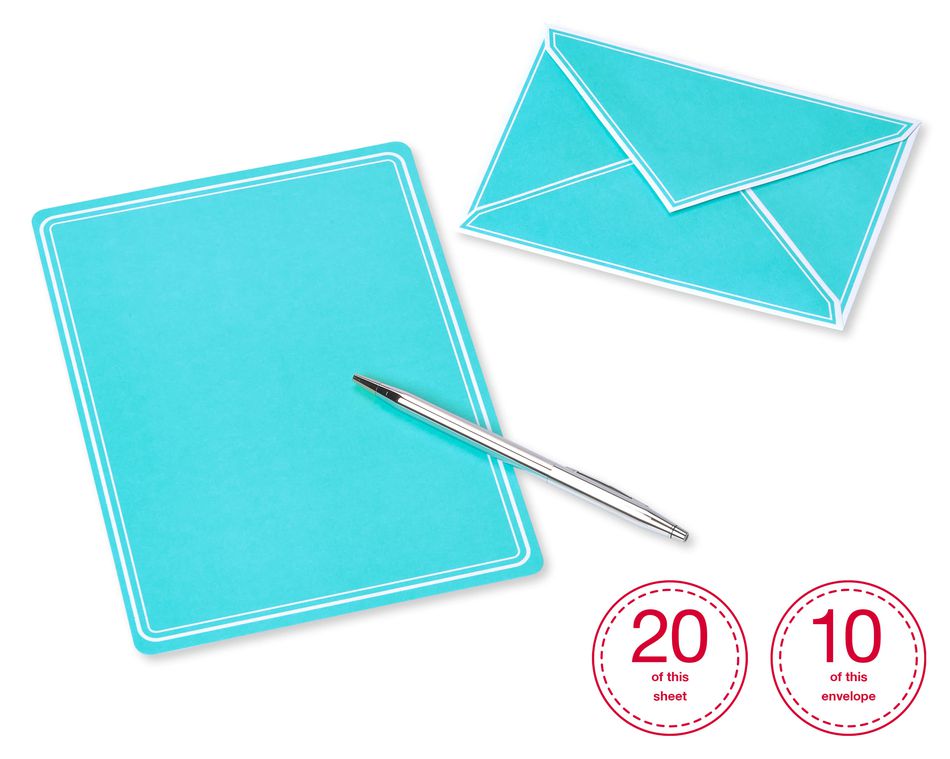 Pastel Stationery Sheets and Colored Envelopes, 80-Count