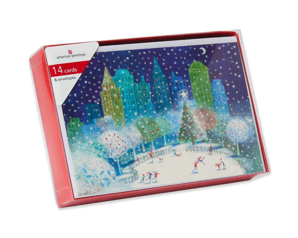 Ice Skating Rink in the City Christmas Boxed Cards, 14 Count