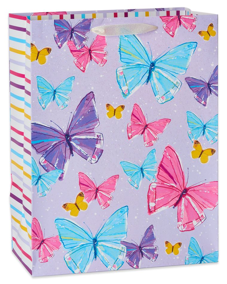 Medium Feminine Butterflies Glitter Gift Bag