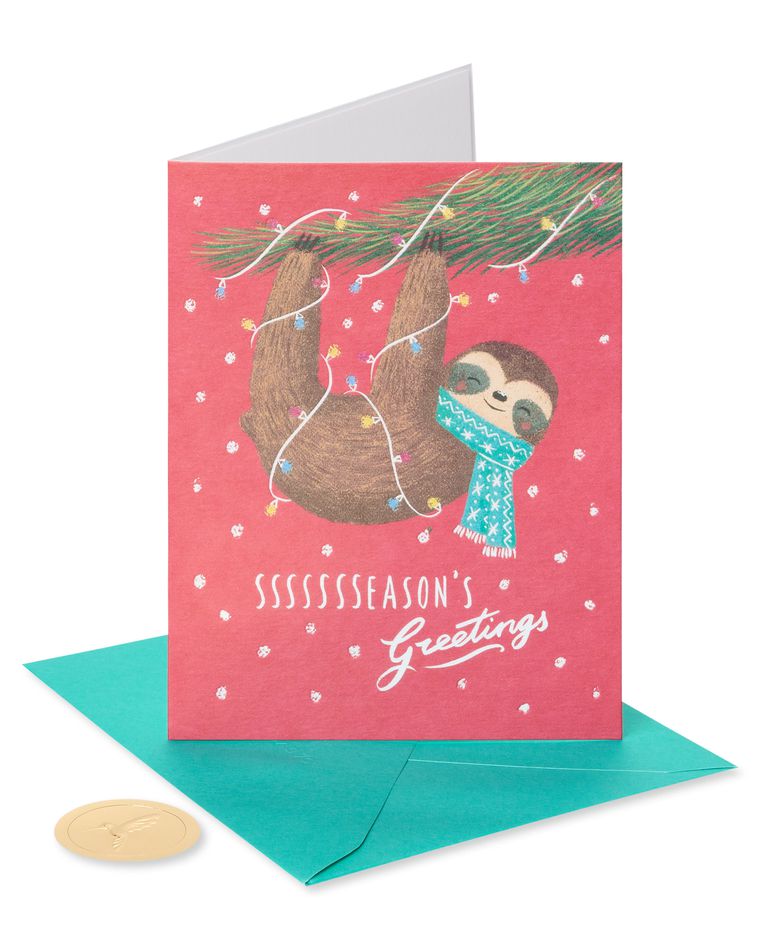 Sloth, Relax and Enjoy the Holidays Holiday Greeting Card