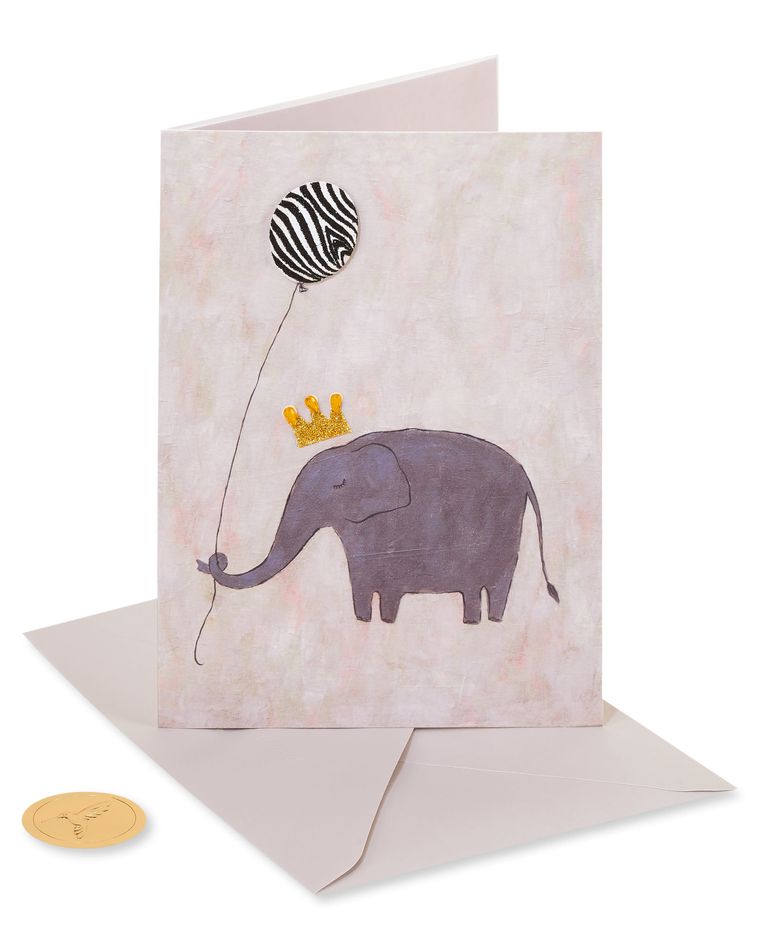 Elephant and Zebra Birthday Greeting Card 