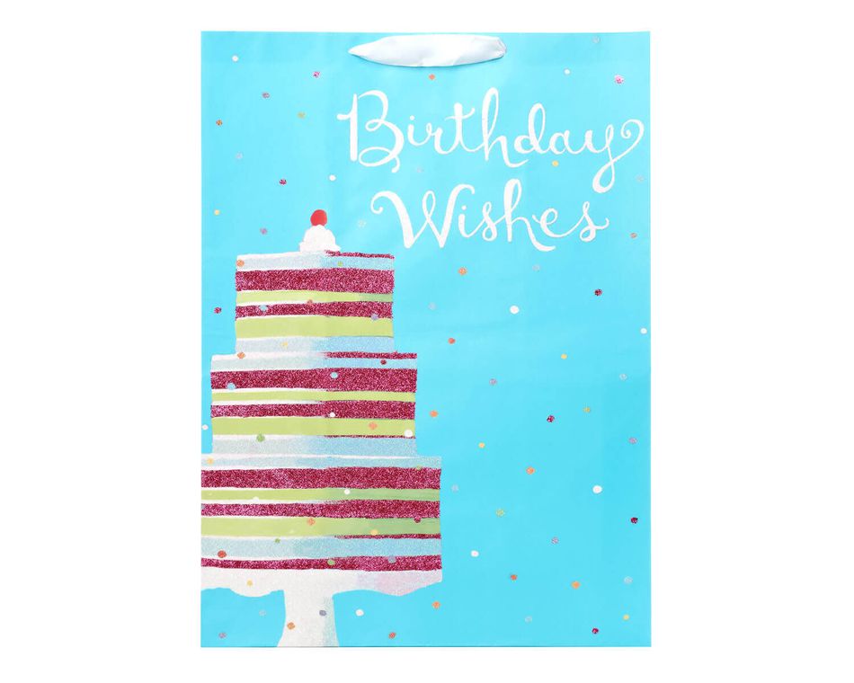 Jumbo Birthday Gift Bag, Birthday Wishes Cake