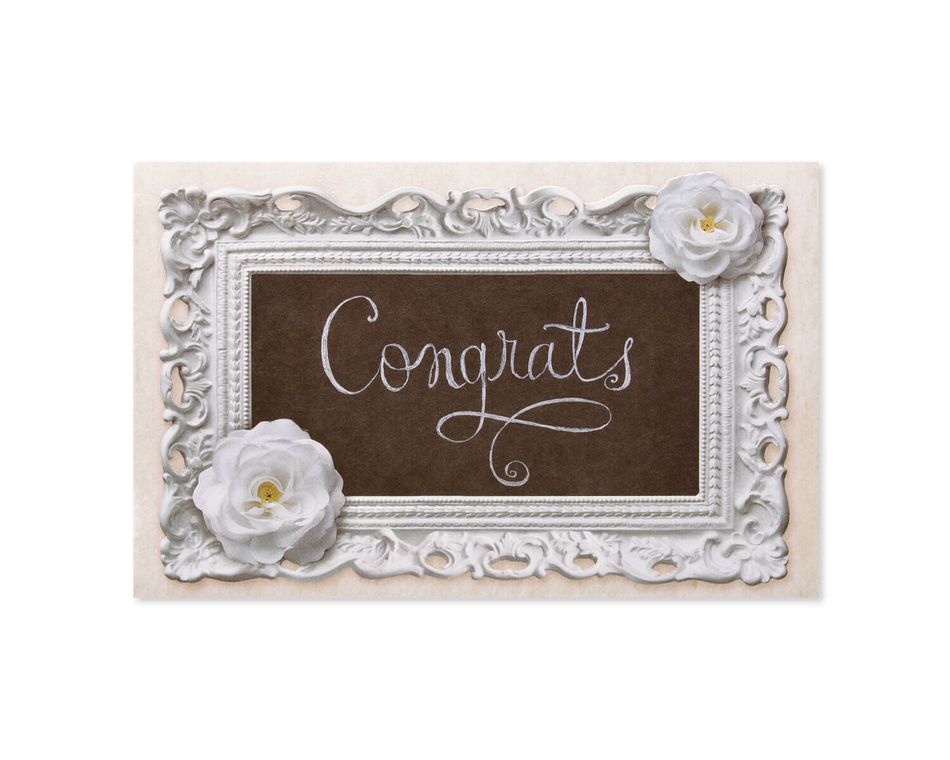 White Floral Engagement Card