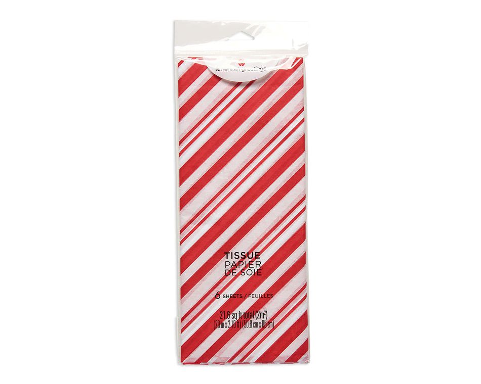 Candy Cane Christmas Tissue Paper 6 Sheets