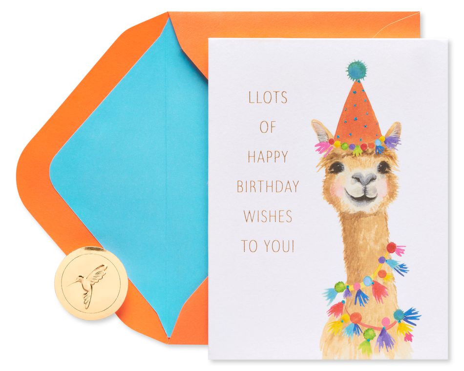 Party Hat Llama Birthday Greeting Card 