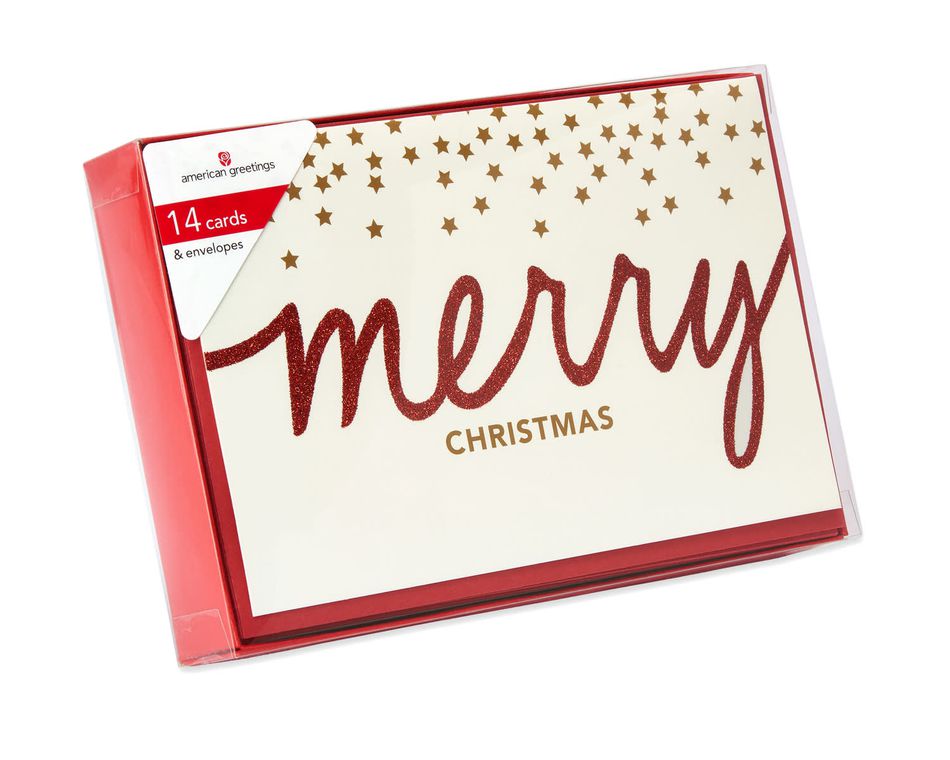 Merry Christmas with Stars Christmas Boxed Cards, 14 Count