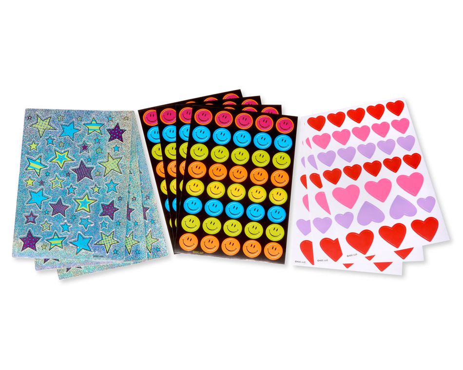 Hearts, Stars and Smiles Stickers, 340 Count