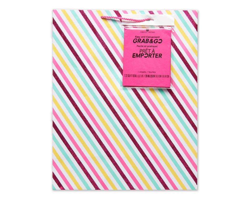 large pink stripes grab-&-go gift bag