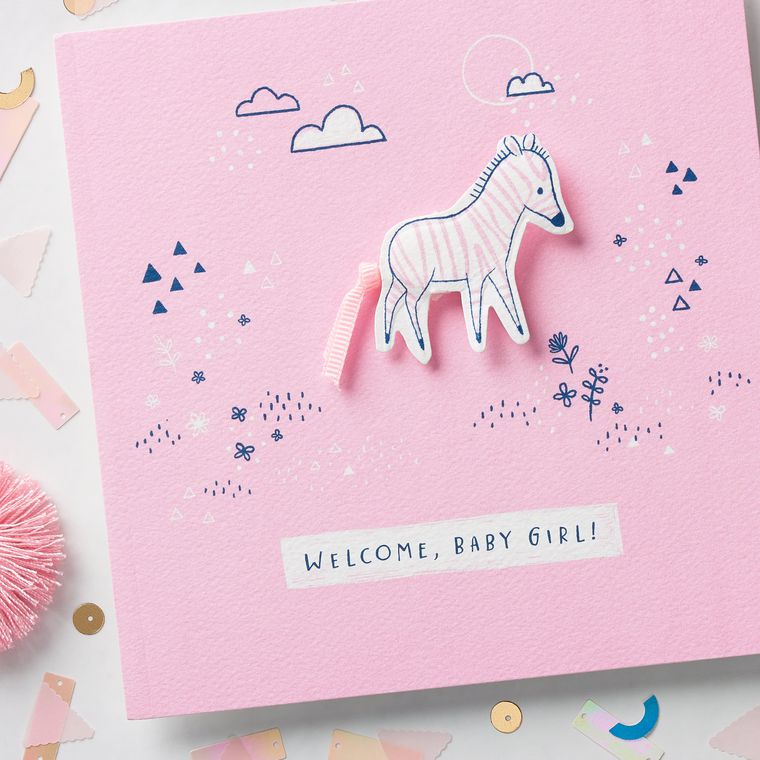 Zebra Baby Girl Congratulations Card