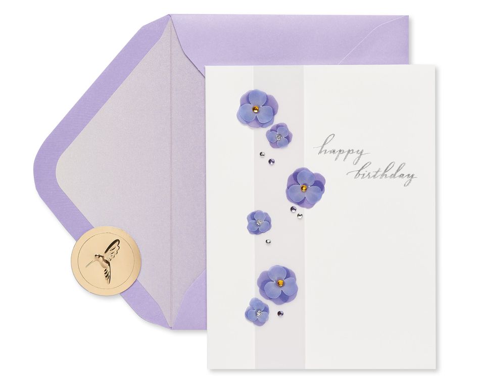Purple Floral Birthday Greeting Card