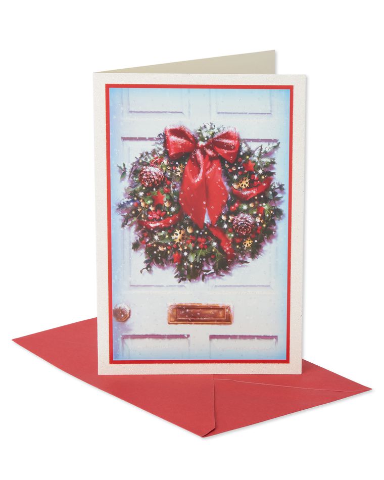 Snowy Front Door Wreath Christmas Boxed Cards, 14 Count