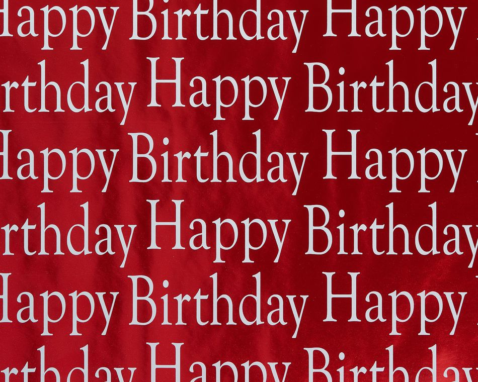 Red Happy Birthday Wrapping Paper, 15 Sq. Ft.