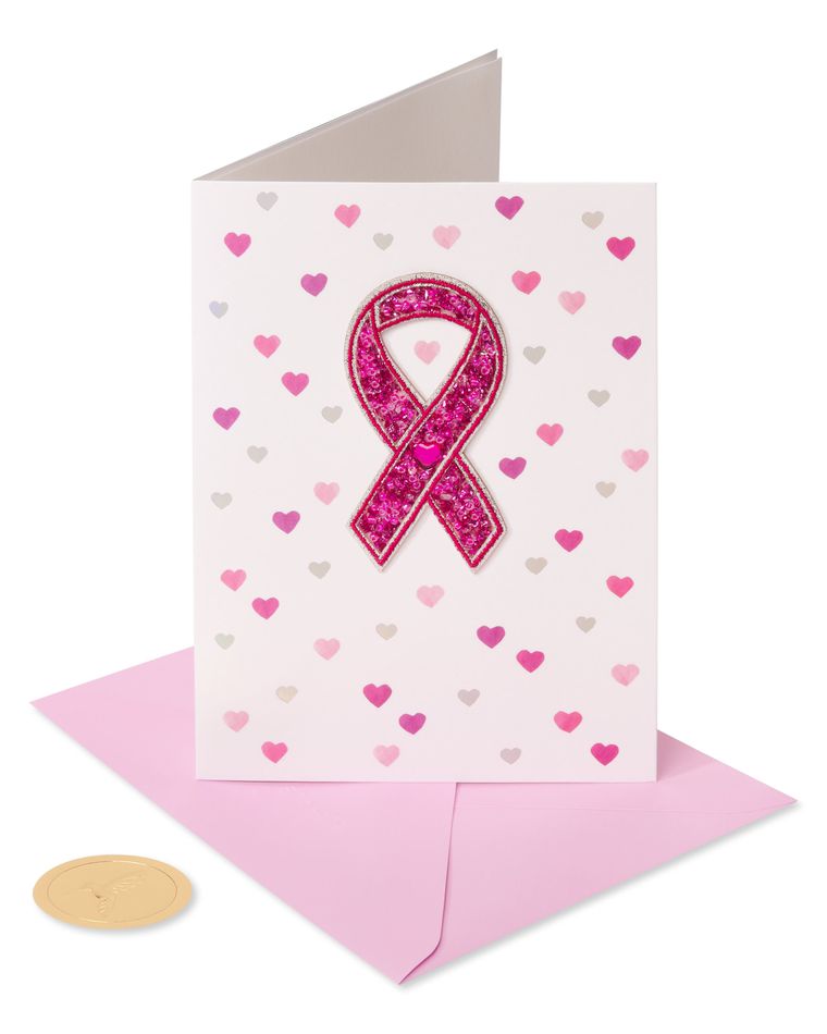 Pink Breast Cancer Awareness RibbonBlank Thinking of You Greeting Card