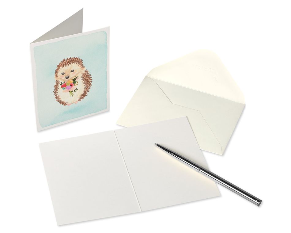 Hedgehog with Flower Boxed Blank Note Cards with Envelopes, 14-Count