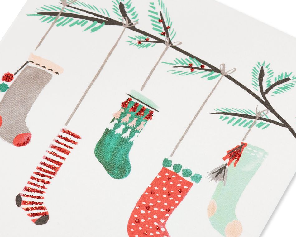 Hanging Stockings Christmas Cards Boxed, 20-Count