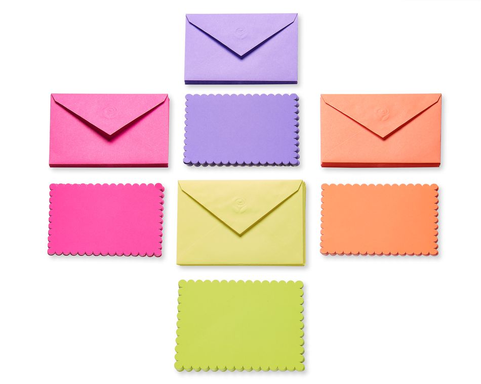 Vibrant Blank Flat Panel Note Cards and Colored Envelopes, 40-Count