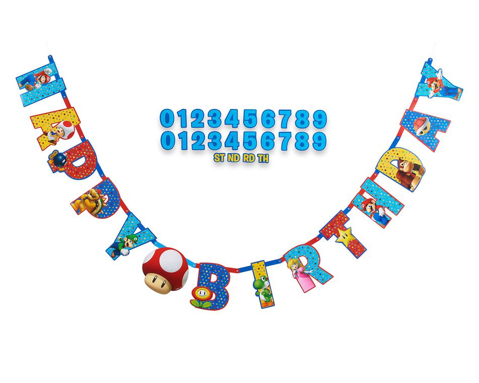 Super Mario Add-an-Age Birthday Party Banner