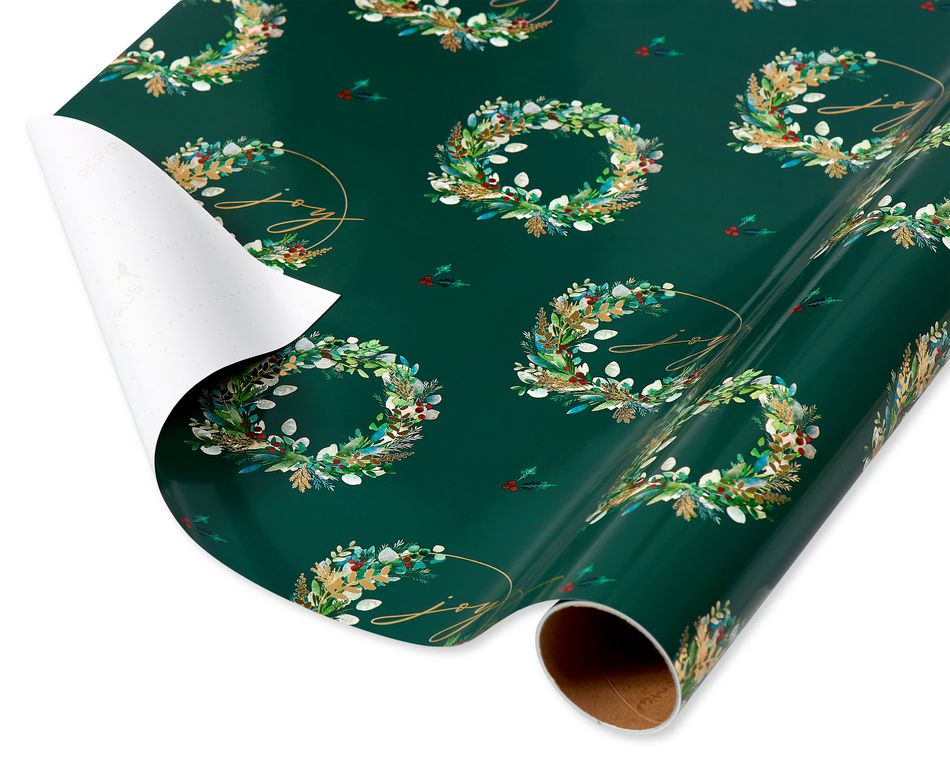 HOLIDAY JOYFUL TRADITIONS WREATH WRAPPING PAPER