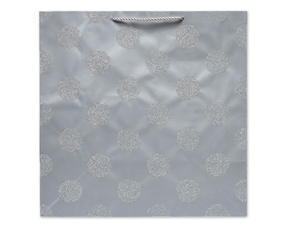 Extra-Large Gift Bag, Silver Glitter Dots
