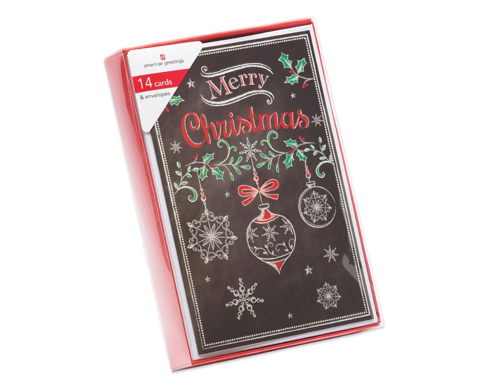 Chalkboard Ornaments Christmas Boxed Cards, 14 Count