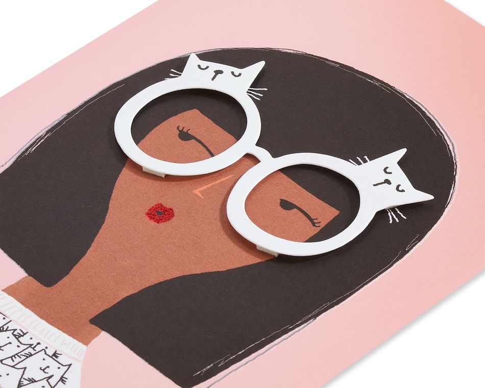 Cat Glasses Blank Greeting Card  