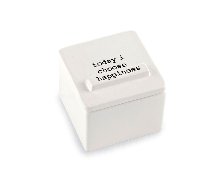 Mud Pie Choose Happiness Ceramic Trinket Box