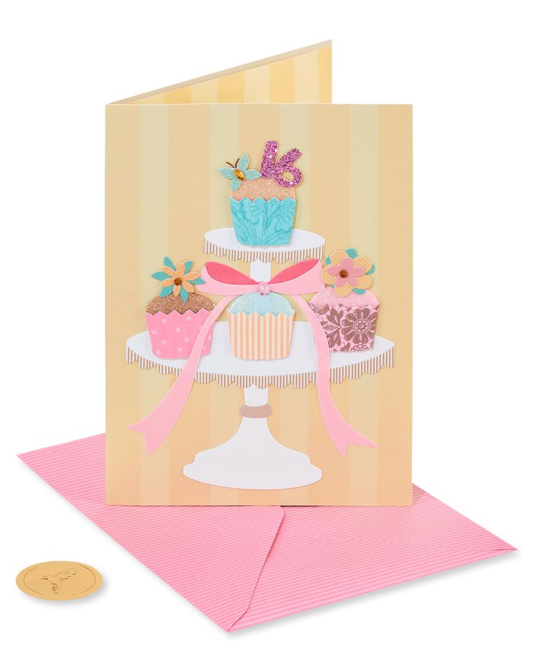 Sweet 16 Cupcakes Birthday Greeting Card 