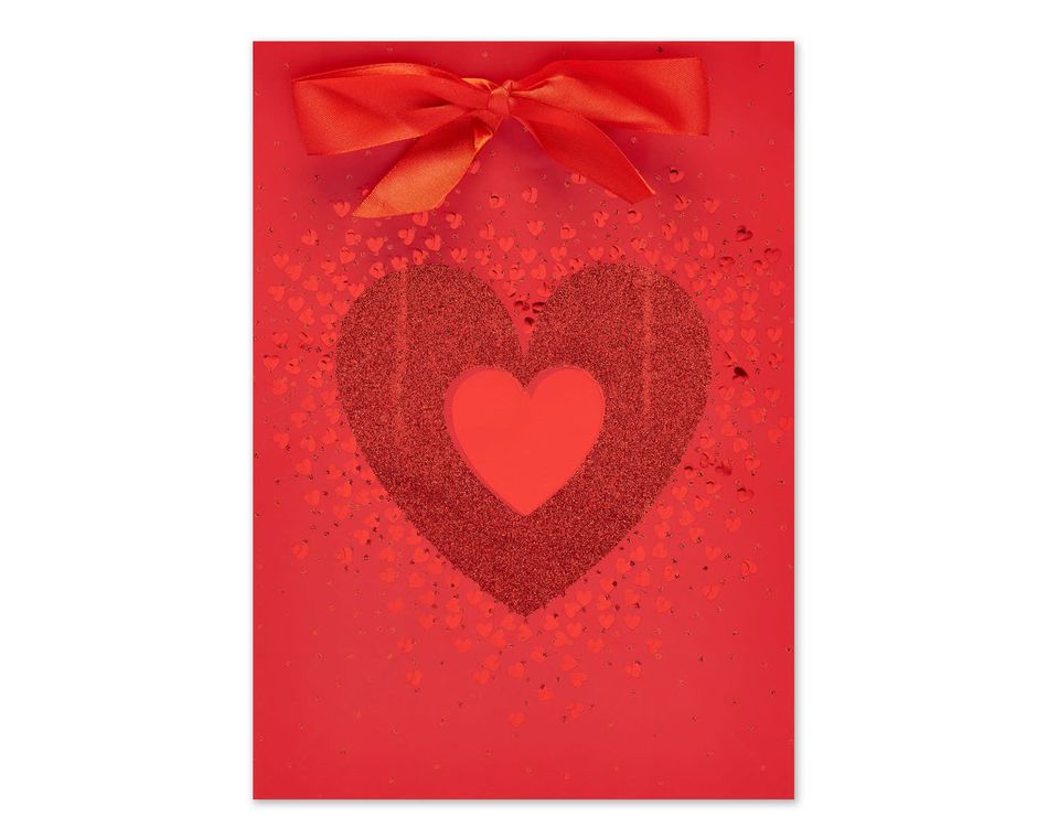 Small Red Glitter Heart Gift Bag