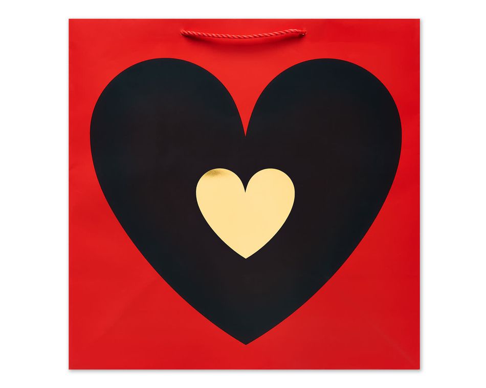 Black and Gold Foil Heart Extra-Large Bag